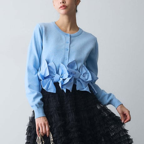 Ribbon Hem Knit Cardigan｜リボンヘムショートニットカーディガン（3color）　HA1061