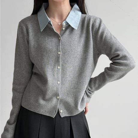 Fake Layered Knit Cardigan｜フェイクレイヤードニットカーディガン（3color）　HA1068