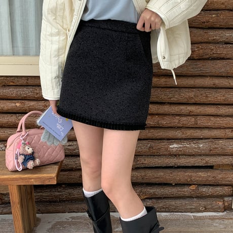 Wool Dot Trim Mini Skirt｜ウールドットトリムミニスカート（2color）　HD1007