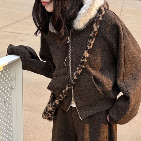 Fluffy Hood Setup｜フードファー裏起毛セットアップ（2color）　HF1008