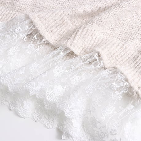 Lace Trim Knit Set｜レーストリムニットセット（3color）　HF1000