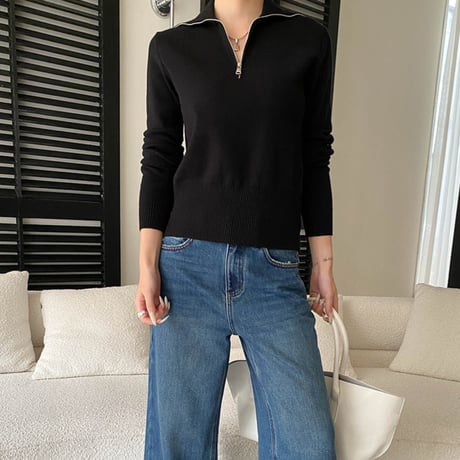 Half Zip Rib Knit｜ハーフジップリブニット（5color）　 HB1046