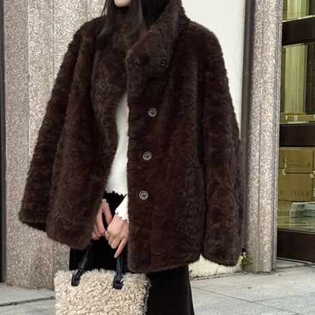 Soft Faux Fur Stand Coat｜エレガントフェイクファーコート（2color）　 HA1060
