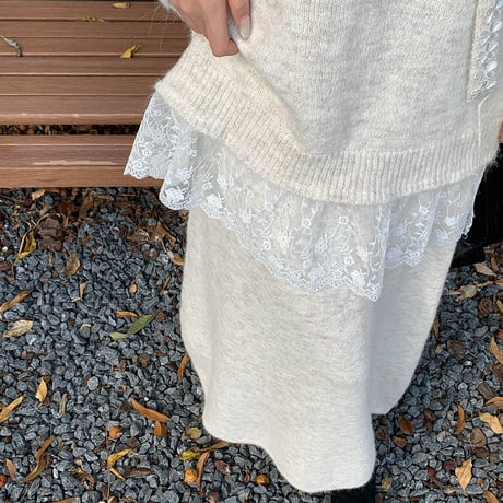 Lace Trim Knit Set｜レーストリムニットセット（3color）　HF1000