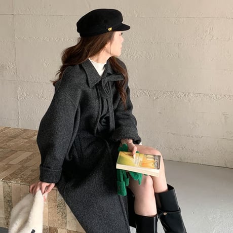 Ribbon Double Wool Coat｜リボンタイダブルウールコート（4color）　HA1004