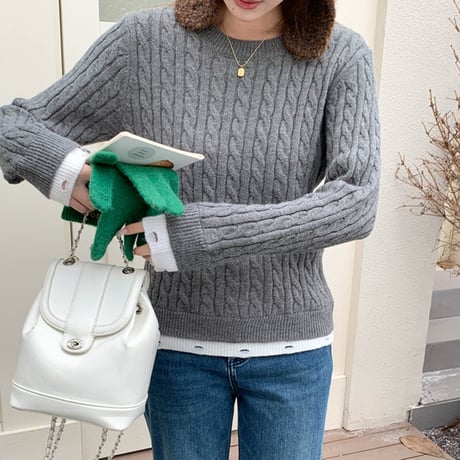 Soft Cable Layered Knit｜ソフトケーブルレイヤードニット（5color）　HB1009
