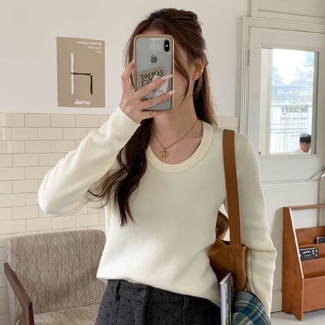 Soft Fleece U-Neck Knit｜ソフトフリースUネックスリムニット（6color）　HB1010