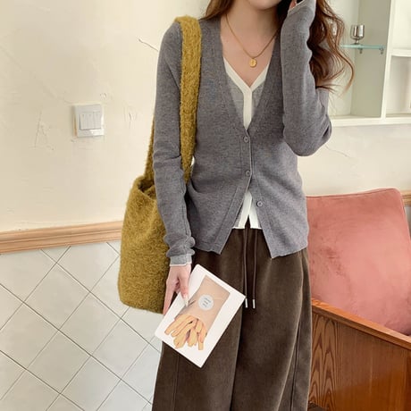 Rib V-Neck Cardigan｜リブVネックカーディガン（4color）　HA1016