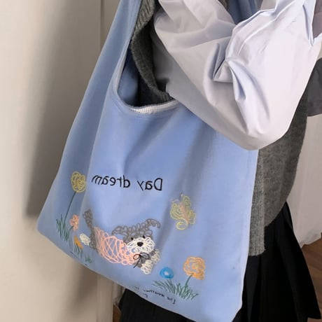 Embroidered Dog One Shoulder Bag｜犬モチーフ刺繍 ワンショルダーバッグ（2color）　HH1016