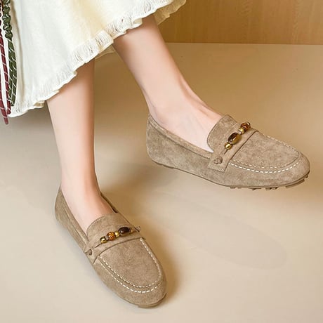 Beaded Suede Loafers｜ビーズ付きスエードローファー（2color）　 HG1014