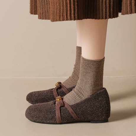 Warm Bow Mary Jane Shoes｜ウォームボウメリージェーンシューズ（2color）　 HG1007
