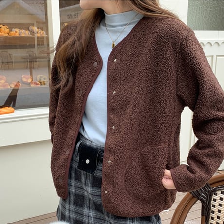 Cozy Warm Faux Lamb Jacket｜フェイクラムウールジャケット（3color）　 HA1027