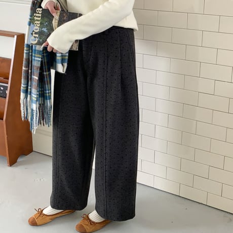 Cut-out Heart Fleece Wide Leg Pants｜カットアウトハート裏起毛ワイドレッグパンツ　HC1012