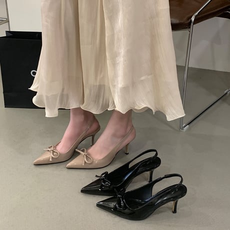 ribbon pointed slingback heel｜リボンポインテッドスリングバックヒール（2color）　HG1030