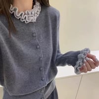 Soft Frill Knit Cardigan｜フリルネックニットカーディガン（2color）　HA1054