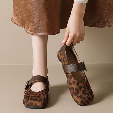 Leopard Mary Jane Shoes｜ヒョウ柄メリージェーンシューズ（2color）　 HG1016