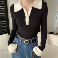 Soft Rib Polo Knit｜ ソフトリブポロカラーニットトップス （4color）　 HB1042