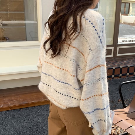 Retro Stripe Cozy Knit Cardigan｜レトロストライプコージーニットカーディガン（3color）　 HA1032
