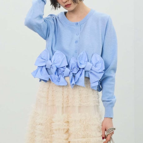 Ribbon Hem Knit Cardigan｜リボンヘムショートニットカーディガン（3color）　HA1061