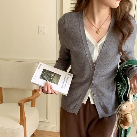 Rib V-Neck Cardigan｜リブVネックカーディガン（4color）　HA1016