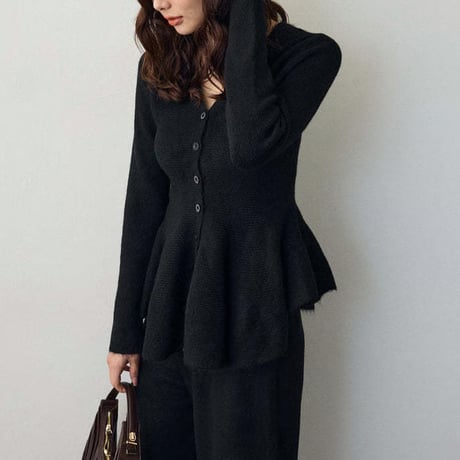 Knit Peplum Set｜フリルペプラムニットセットアップ（3color）　HF1010