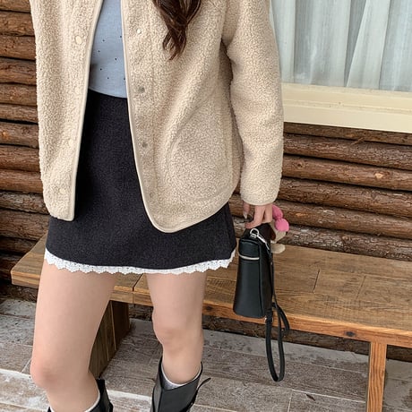 Lace Trim A-line Mini Skirt｜レーストリムAラインミニスカート（2color）　HD1006