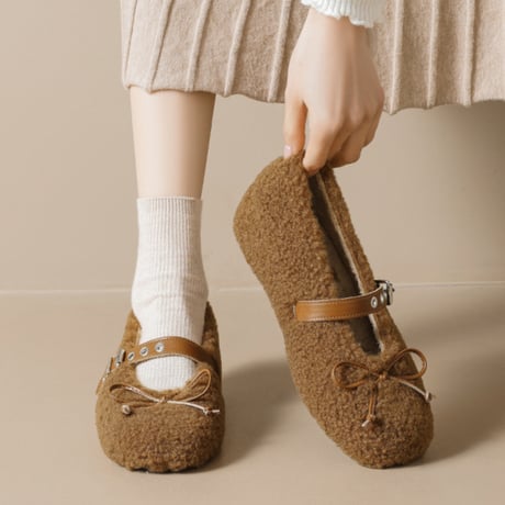 Soft Fur Mary Jane Shoes｜ソフトファーメリージェーンフラットシューズ（3color）　 HG1004