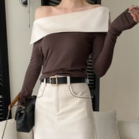 Off-Shoulder Layered Top｜レイヤードオフショルダースリムトップス（3color）　HB1069