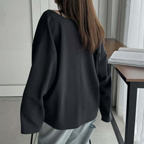 Layered V-Neck Top Set｜Vネックオーバートップス＆キャミソールセット（2color）　HF1018