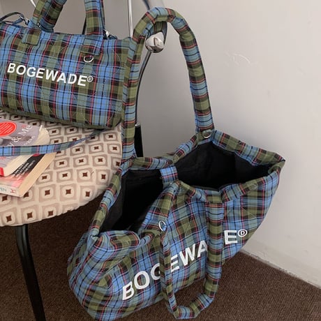 Plaid Logo Tote Bag｜チェックロゴトートバッグ　 HH1007