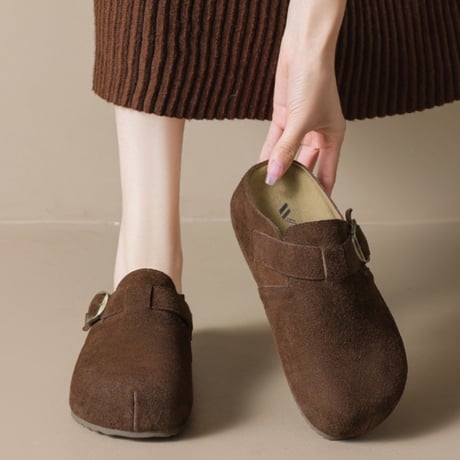 Soft Suede Buckle Shoes｜スエード調バックルフラットシューズ（3color）　 HG1011