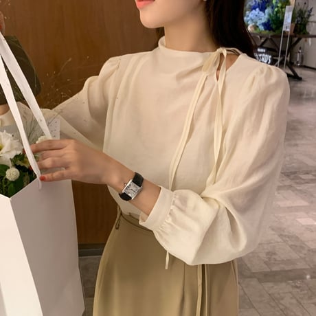 Side Tie Blouse｜サイドリボンデザインブラウス（2color）　HB1059