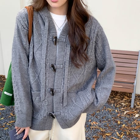 Hooded Duffle Knit Cardigan｜フードダッフルニットカーディガン（4color）　 HA1029