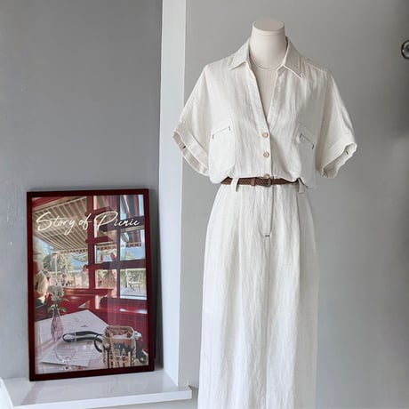 linen belt shirt onepiece｜ソフトリネンベルト付きシャツワンピース　HE1011