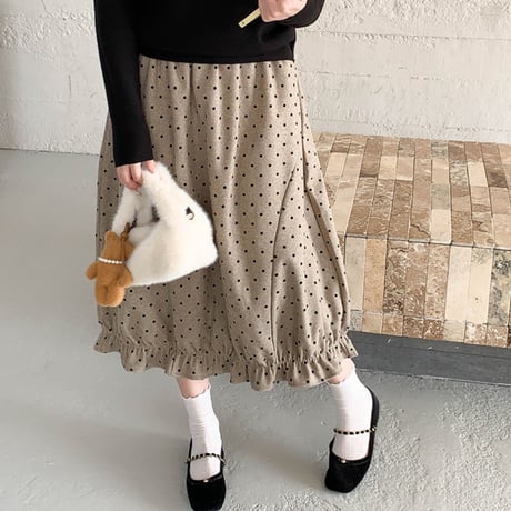 Bloom Dot Midi Skirt｜フリルドットミディスカート　HD1009