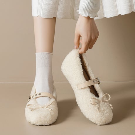 Soft Fur Mary Jane Shoes｜ソフトファーメリージェーンフラットシューズ（3color）　 HG1004