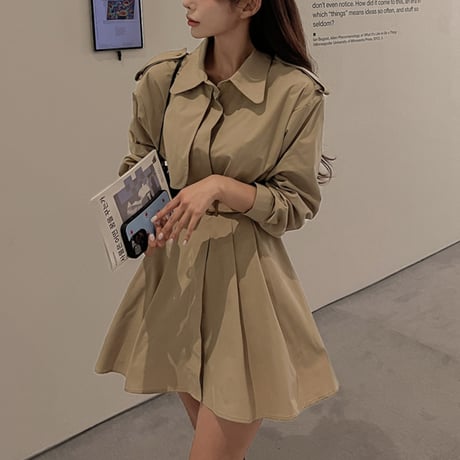 Trench Flare Mini Dress｜トレンチフレアミニワンピース（2color）　HE1010