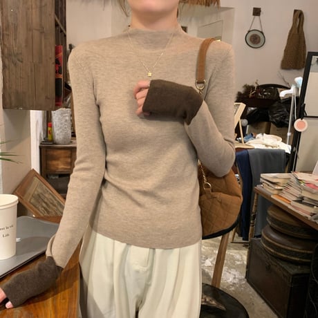 Mock Neck Rib Knit Top｜モックネックリブニットトップス（2color）　HB1053