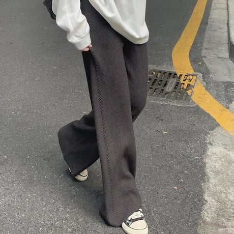 Knit Wide Leg Pants｜ツイストラインニットワイドパンツ（7color）　HC1022