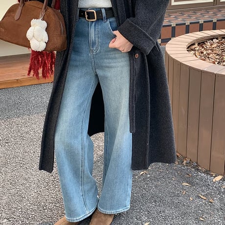 Cozy Wide Denim Pants｜フリースワイドデニム（2color）　HC1000
