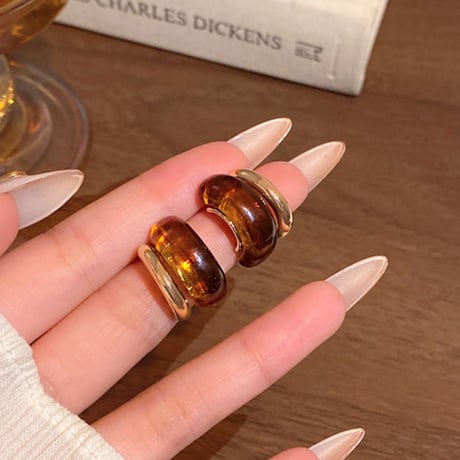 Amber Curve Earrings｜アンバーカーブピアス　HI1018