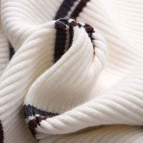 Button Stripe Rib Knit Top｜ボタンデザインストライプリブニットトップス（2color）　HB1050