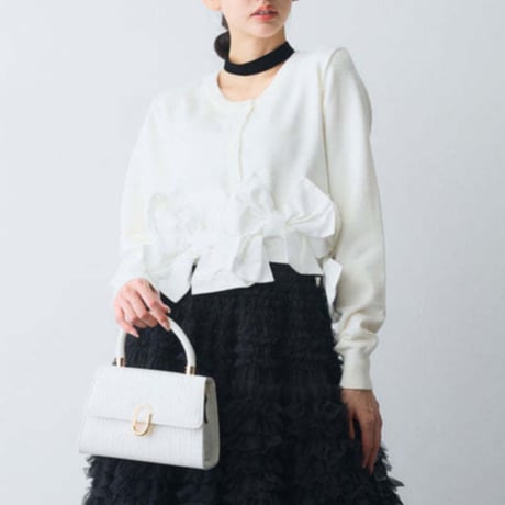 Ribbon Hem Knit Cardigan｜リボンヘムショートニットカーディガン（3color）　HA1061