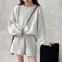 Soft Knit Relax Set｜ソフトニットトップス＆ショートパンツセットアップ（2color）　HF1017
