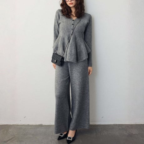 Knit Peplum Set｜フリルペプラムニットセットアップ（3color）　HF1010