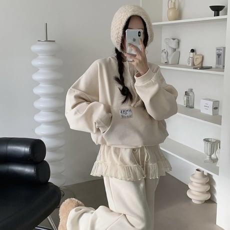 Frill Layer Sweat Set｜フリルレイヤードスウェットセット（2color）　HF1006