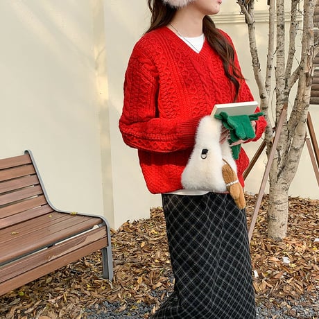 Cozy Cable V-neck Knit｜コージーケーブルVネックニット（3color）　HB1007