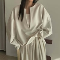 Layered V-Neck Top Set｜Vネックオーバートップス＆キャミソールセット（2color）　HF1018