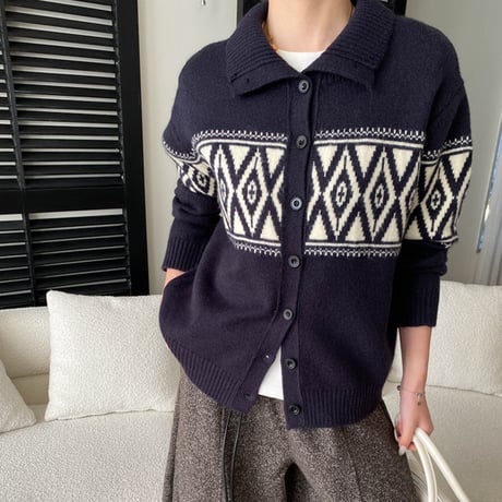 Nordic Diamond Knit Cardigan｜ノルディックダイヤニットカーディガン （4color）　 HA1040