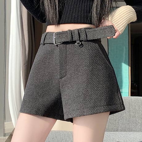High Waist Wool A-Line Short Pants｜ハイウエストウールAラインショートパンツ（3color）　HC1025